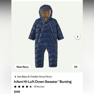 Patagonia Infant Hi-Loft Down Sweater Bunting - Navy